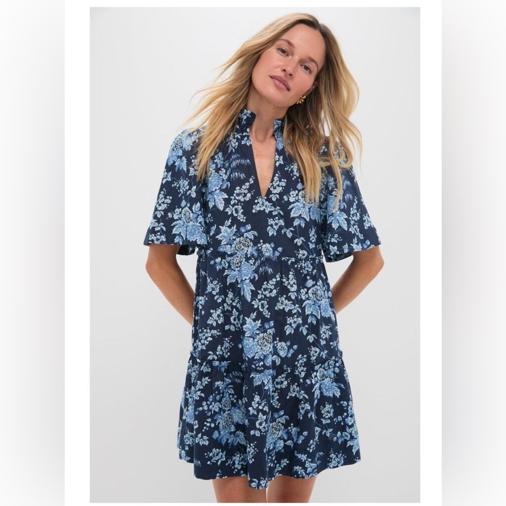 Tuckernuck Navy Blue Floral Crawford Dress